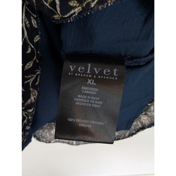 Velvet Graham Spencer Tracia Scoop Neck Beaded Floral Sheer Black Size XL - Picture 10 of 13